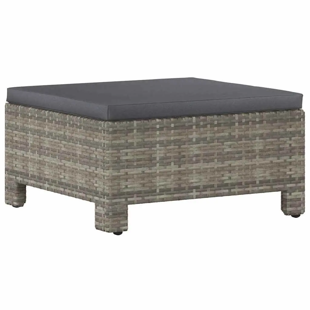 Garden Footrest with Cushion Outdoor Furniture Grey Poly Rattan