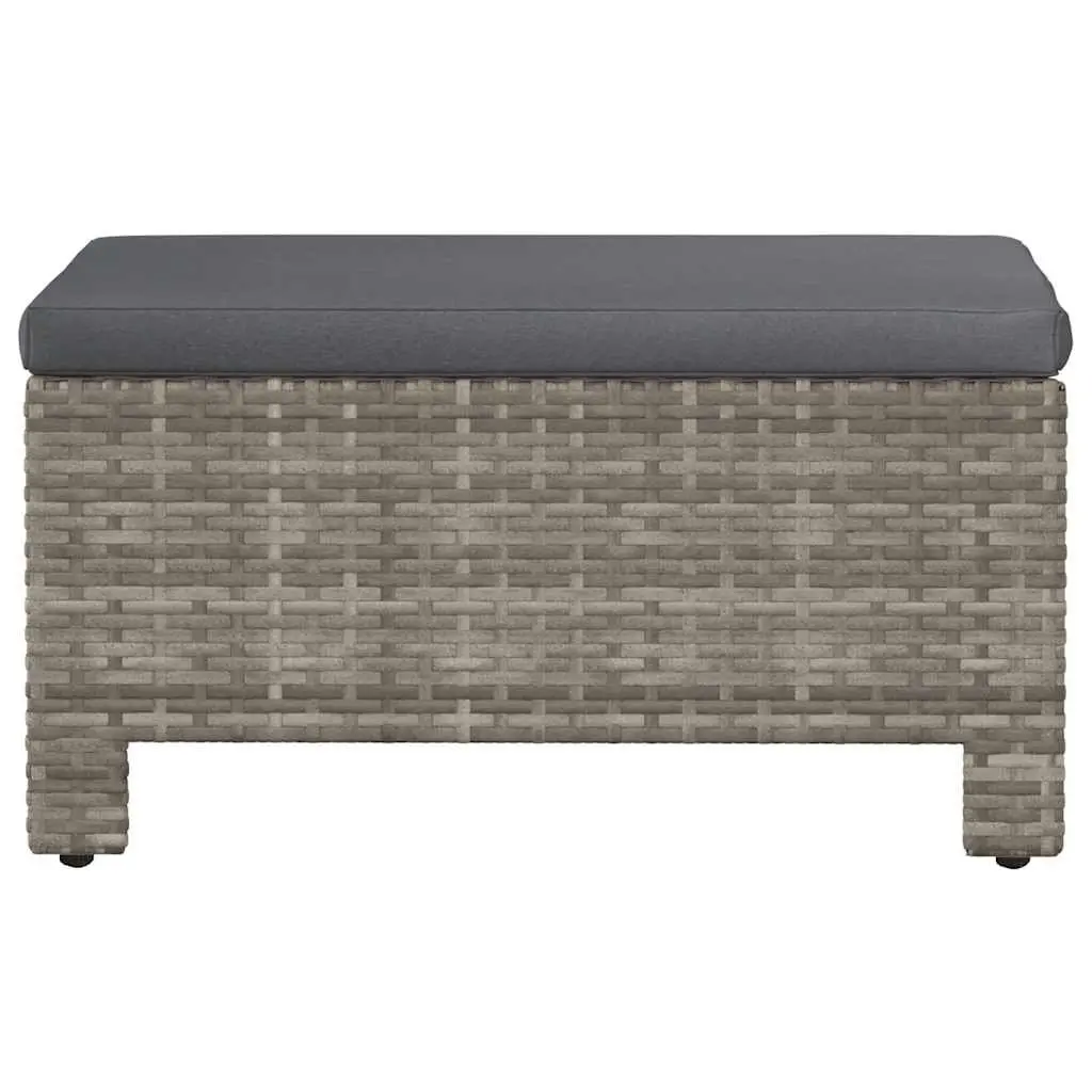 Garden Footrest with Cushion Outdoor Furniture Grey Poly Rattan