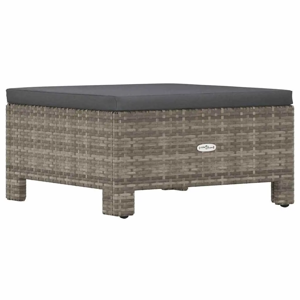 Garden Footrest with Cushion Outdoor Furniture Grey Poly Rattan