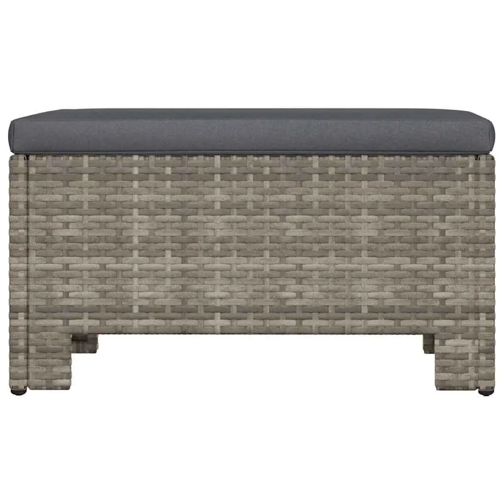 Garden Footrest with Cushion Outdoor Furniture Grey Poly Rattan