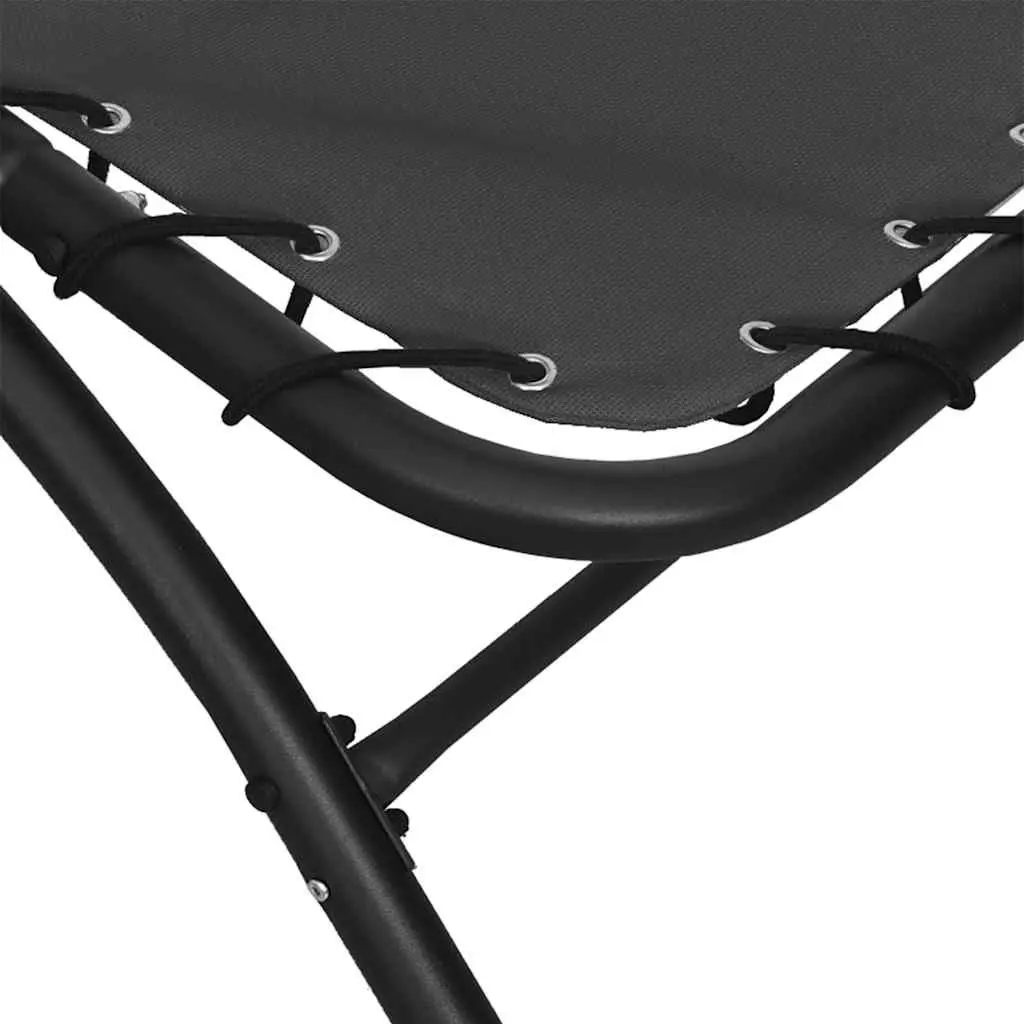 Sun Lounger Adjustable Backrest with Canopy Grey Outdoor Garden Reclining Chair