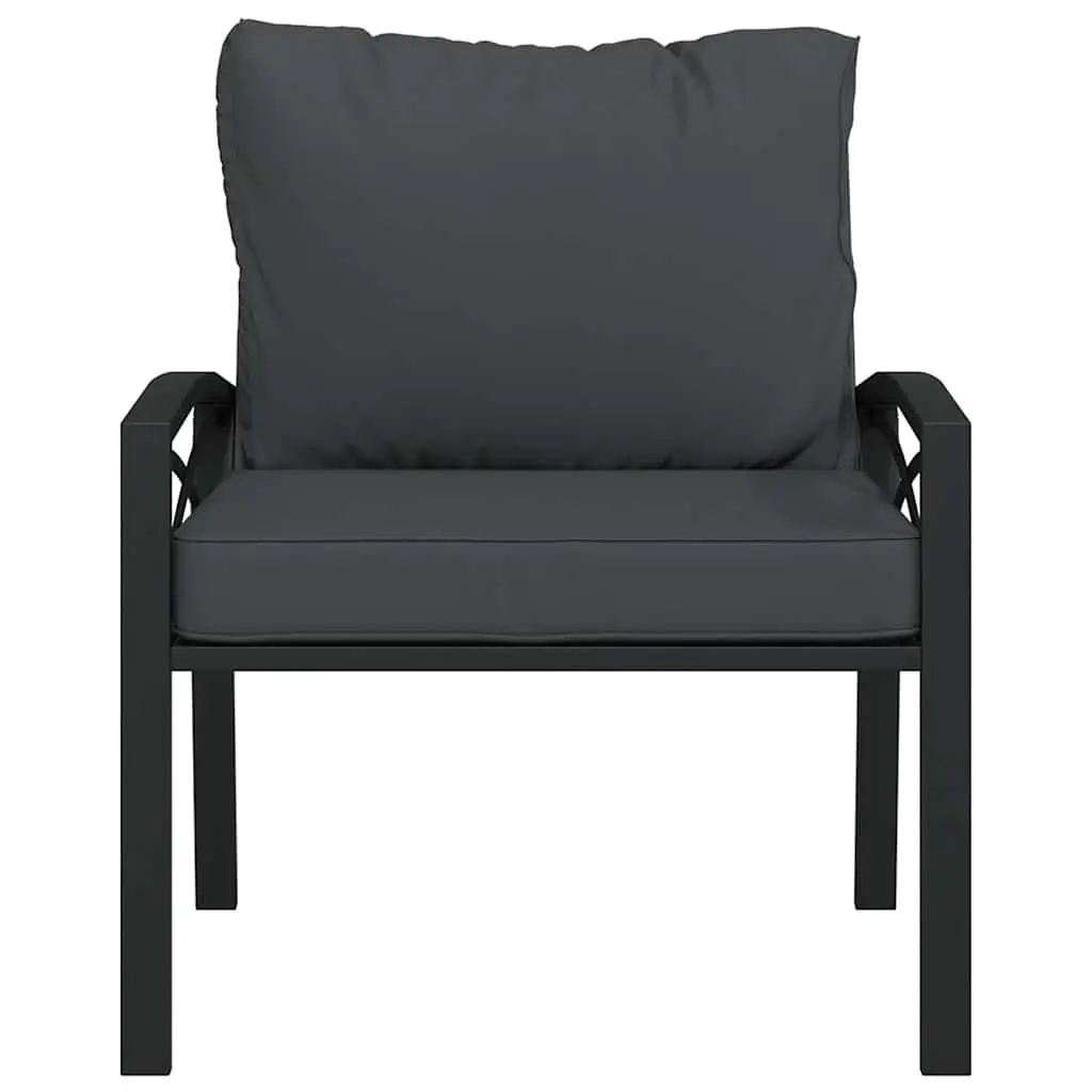 Garden Chair Outdoor Seating Steel Frame Grey Cushions Black