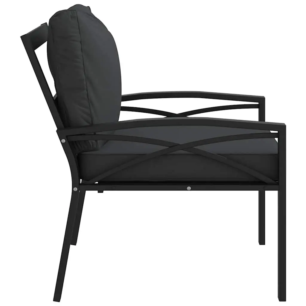 Garden Chair Outdoor Seating Steel Frame Grey Cushions Black