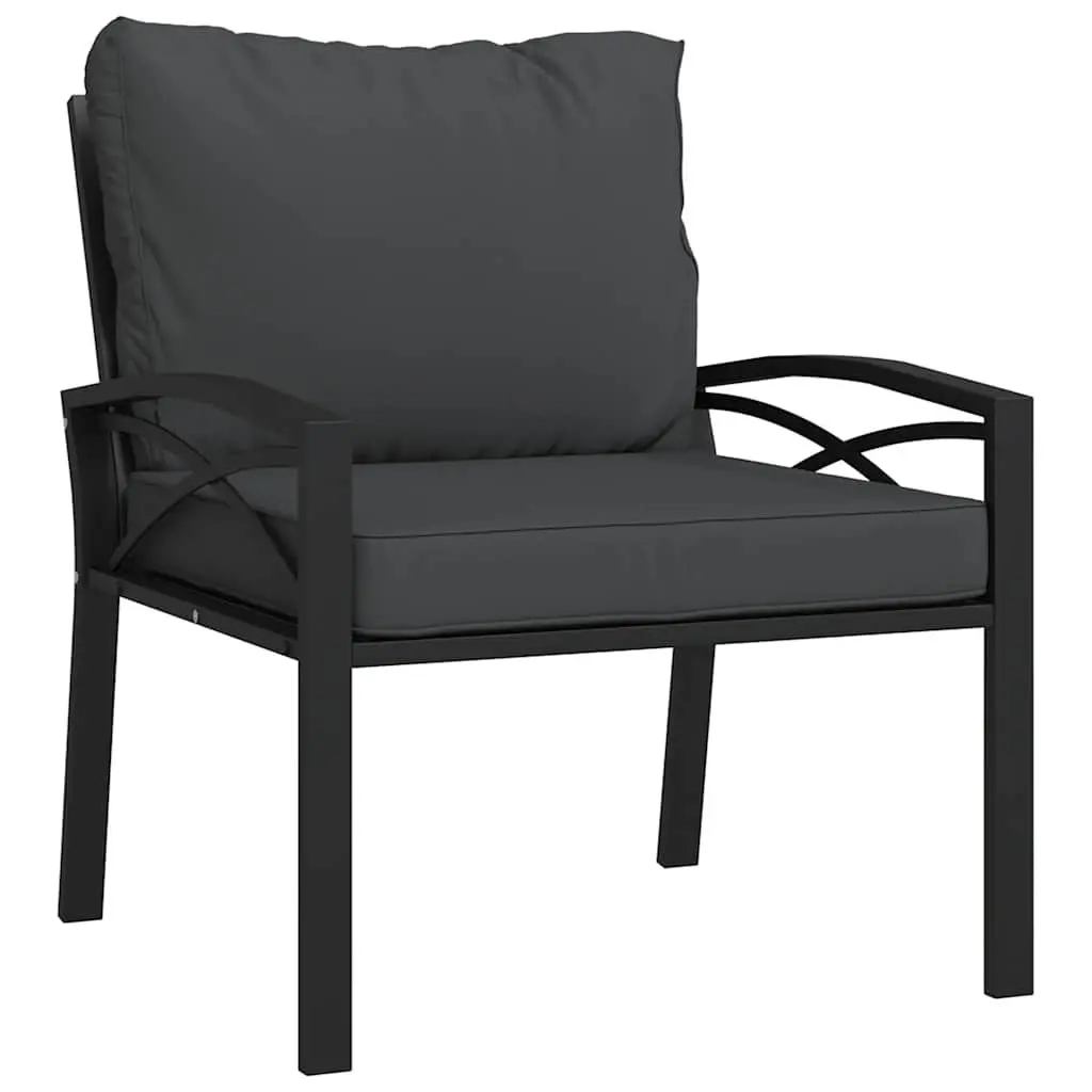 Outdoor Garden Chairs Set 2 Piece Steel Frame Cushioned Black