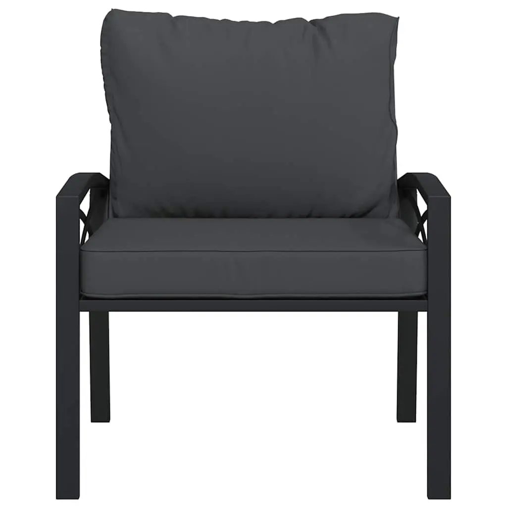Outdoor Garden Chairs Set 2 Piece Steel Frame Cushioned Black
