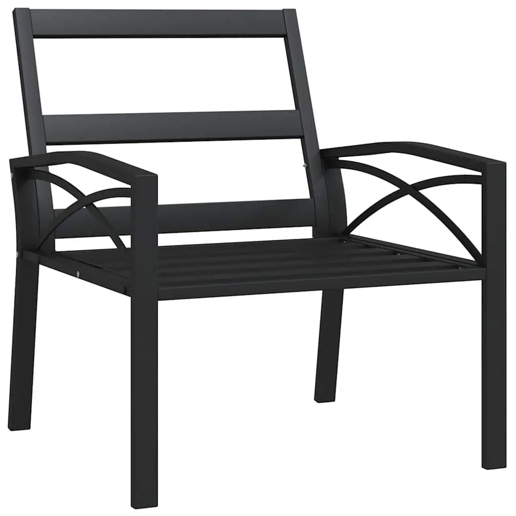 Outdoor Garden Chairs Set 2 Piece Steel Frame Cushioned Black