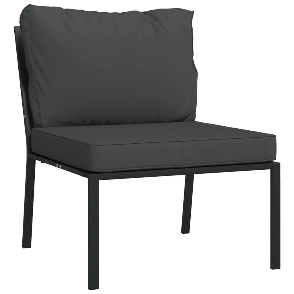 Outdoor Garden Chairs Set 2pc Black Steel Patio Seating with Cushions