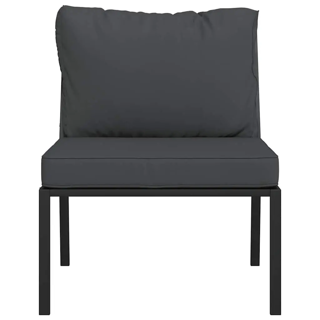 Outdoor Garden Chairs Set 2pc Black Steel Patio Seating with Cushions