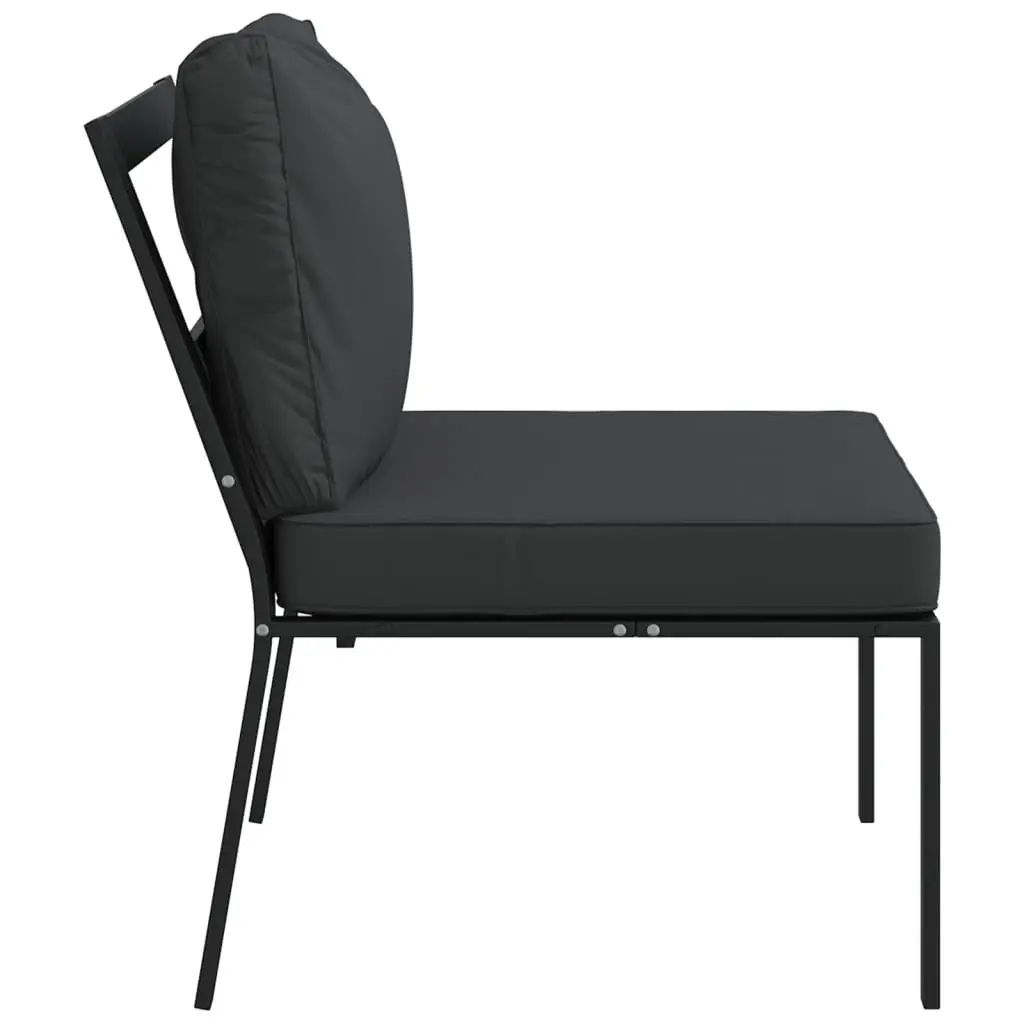 Outdoor Garden Chairs Set 2pc Black Steel Patio Seating with Cushions