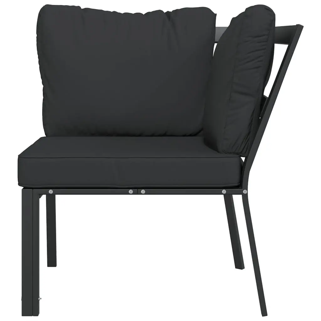 Garden Chair Steel Frame Patio Seating with Grey Cushion Backrest 76 x 76 x 79 cm
