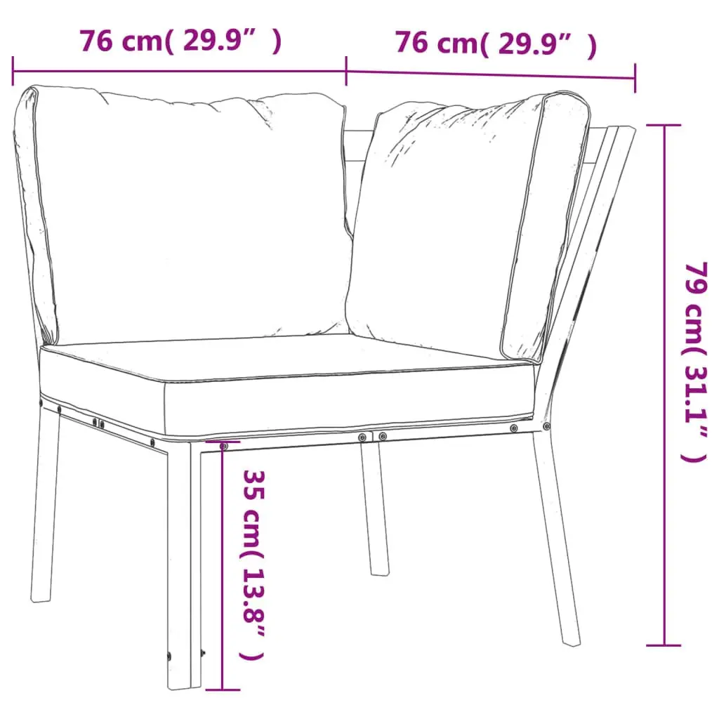 Garden Chair Steel Frame Patio Seating with Grey Cushion Backrest 76 x 76 x 79 cm