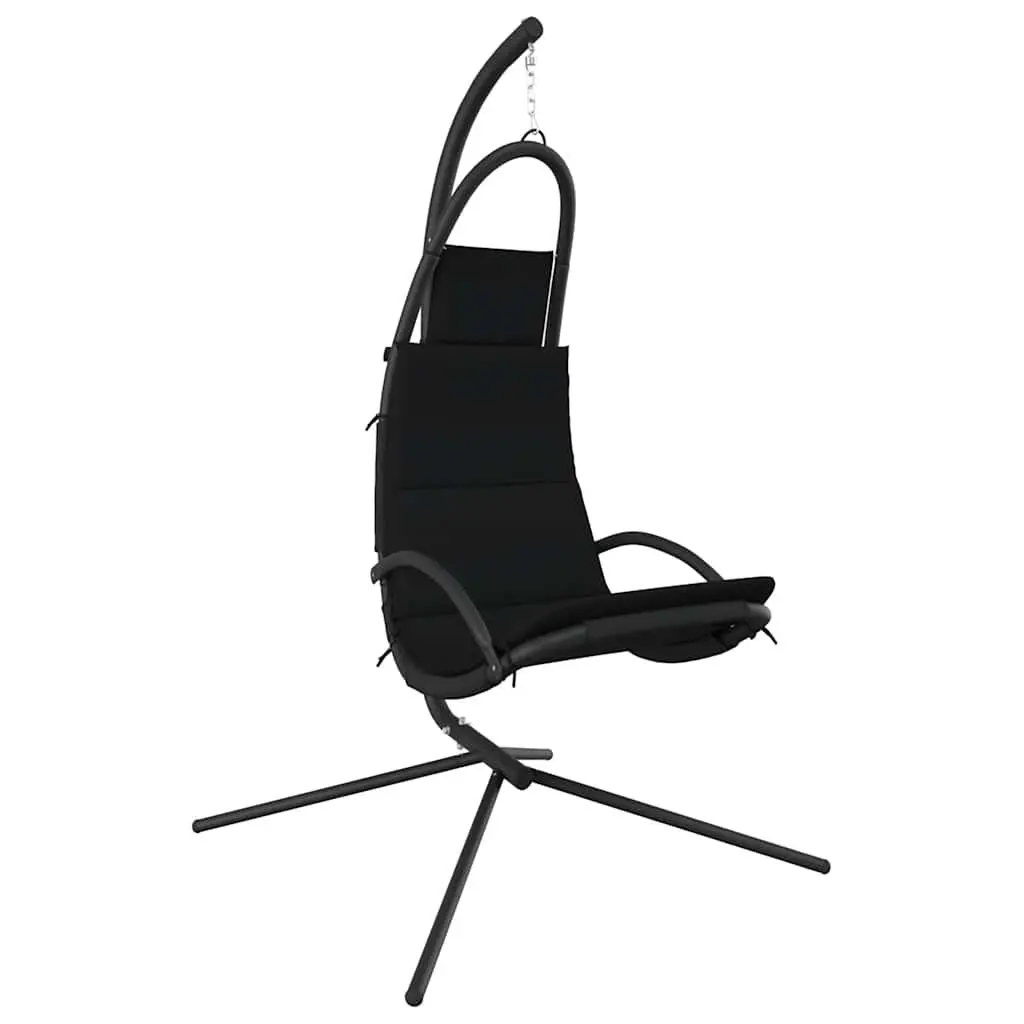 Garden Swing Chair Outdoor Patio Hanging Seat Black Oxford Fabric Steel Frame