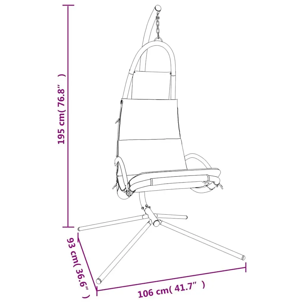 Garden Swing Chair Outdoor Patio Hanging Seat Black Oxford Fabric Steel Frame