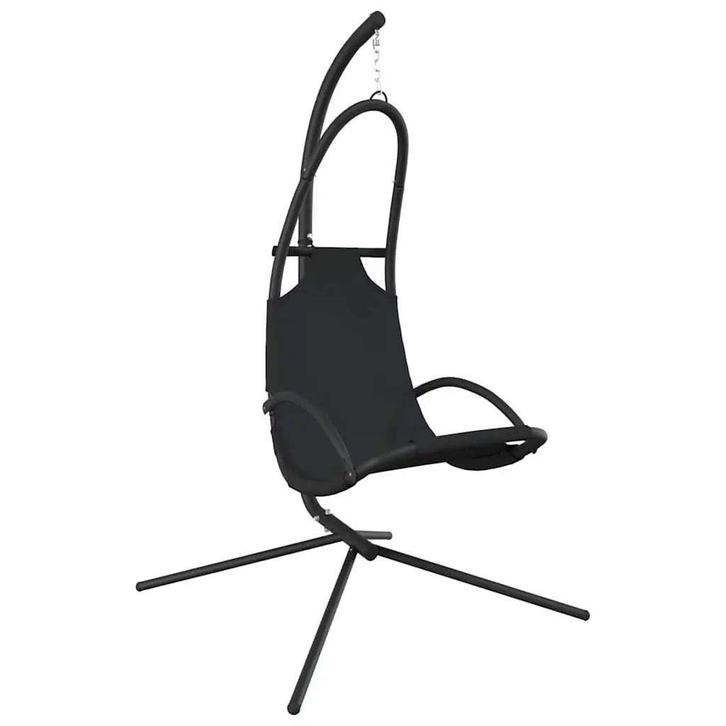 Garden Swing Chair Outdoor Patio Hanging Seat Black Oxford Fabric Steel Frame