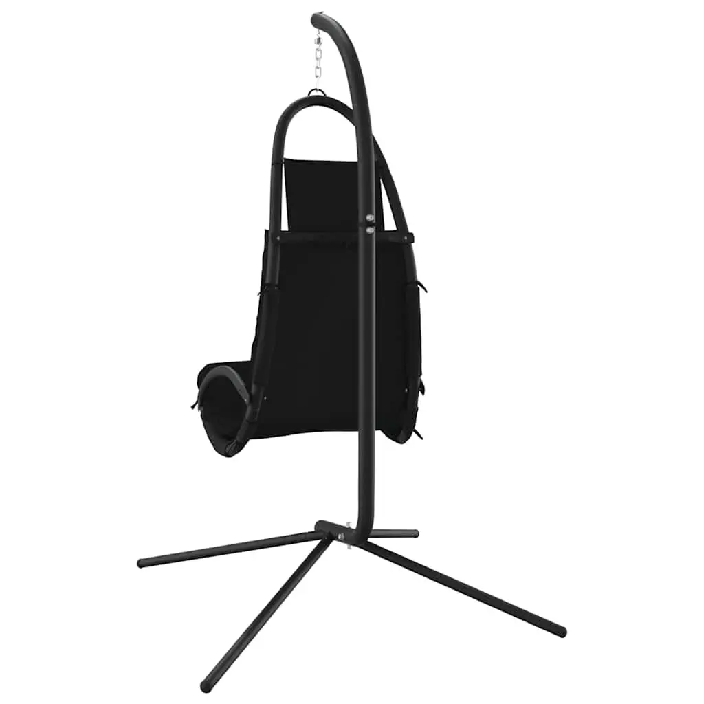 Garden Swing Chair Outdoor Patio Hanging Seat Black Oxford Fabric Steel Frame