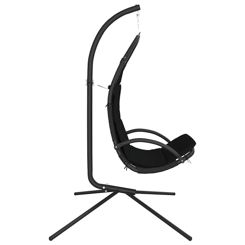 Garden Swing Chair Outdoor Patio Hanging Seat Black Oxford Fabric Steel Frame