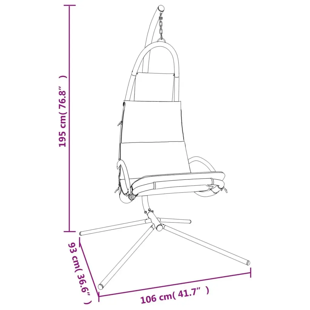 Hanging Swing Chair Outdoor Seat Grey Oxford Fabric with Cushion Steel Frame