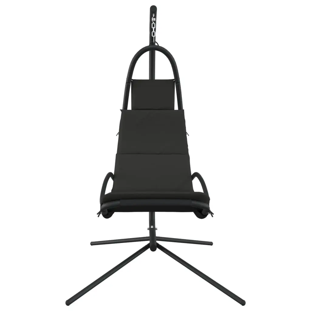 Hanging Swing Chair Outdoor Seat Grey Oxford Fabric with Cushion Steel Frame