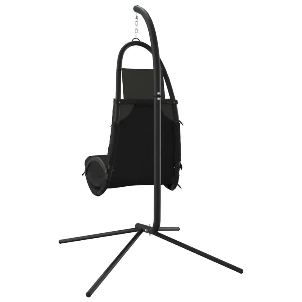 Hanging Swing Chair Outdoor Seat Grey Oxford Fabric with Cushion Steel Frame