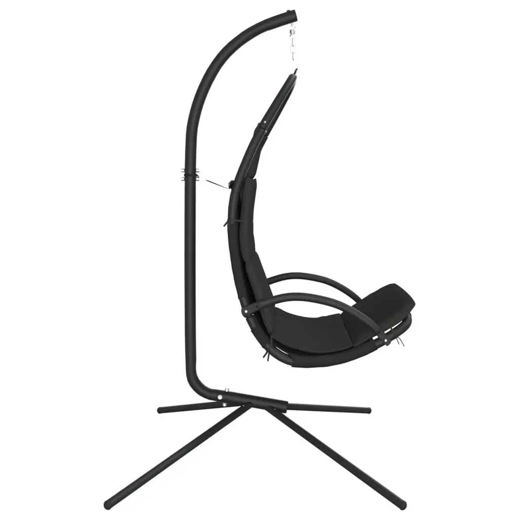 Hanging Swing Chair Outdoor Seat Grey Oxford Fabric with Cushion Steel Frame