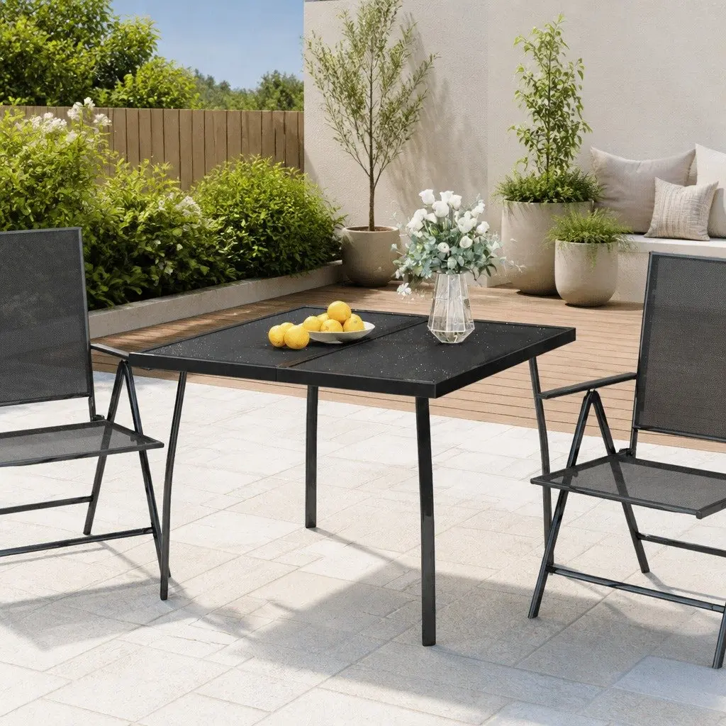 Garden Table Outdoor Dining 100x100x72 cm Anthracite Steel Frame