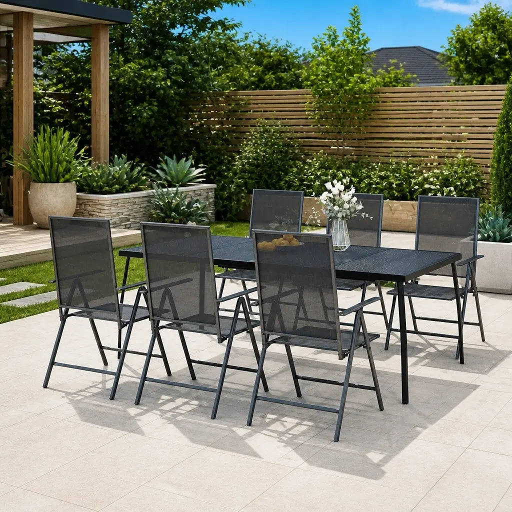Garden Table Outdoor Patio Dining 200x100x72cm Anthracite Steel Mesh