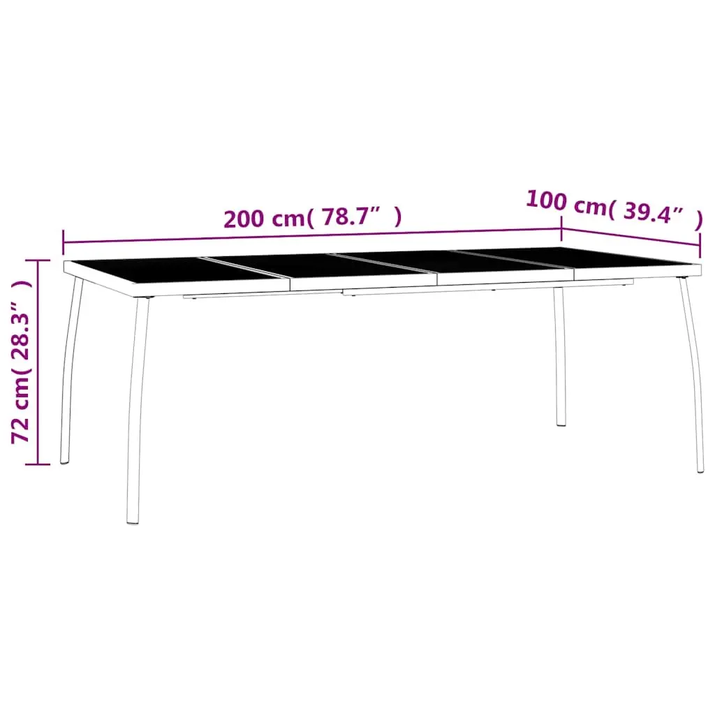 Garden Table Outdoor Patio Dining 200x100x72cm Anthracite Steel Mesh