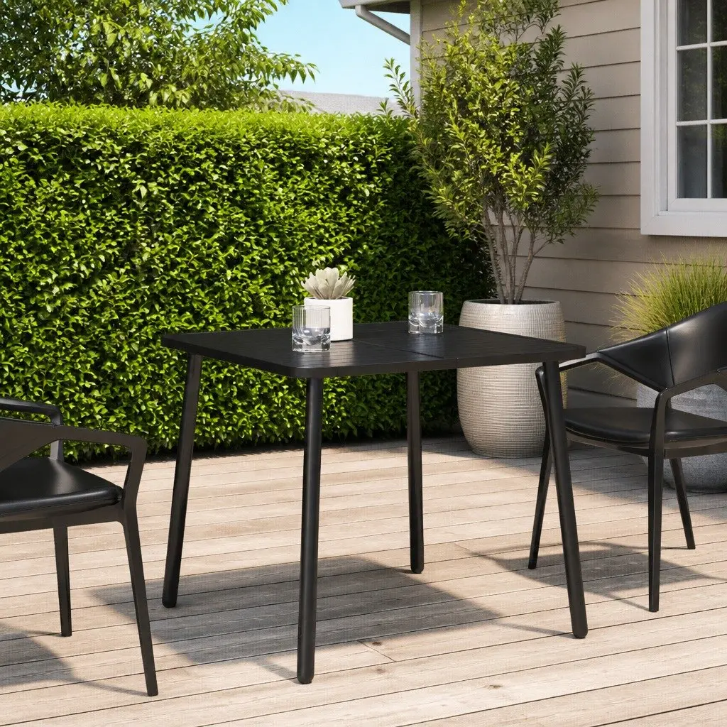 Garden Table Anthracite 80x80x71cm Outdoor Patio Dining Steel Frame Slatted