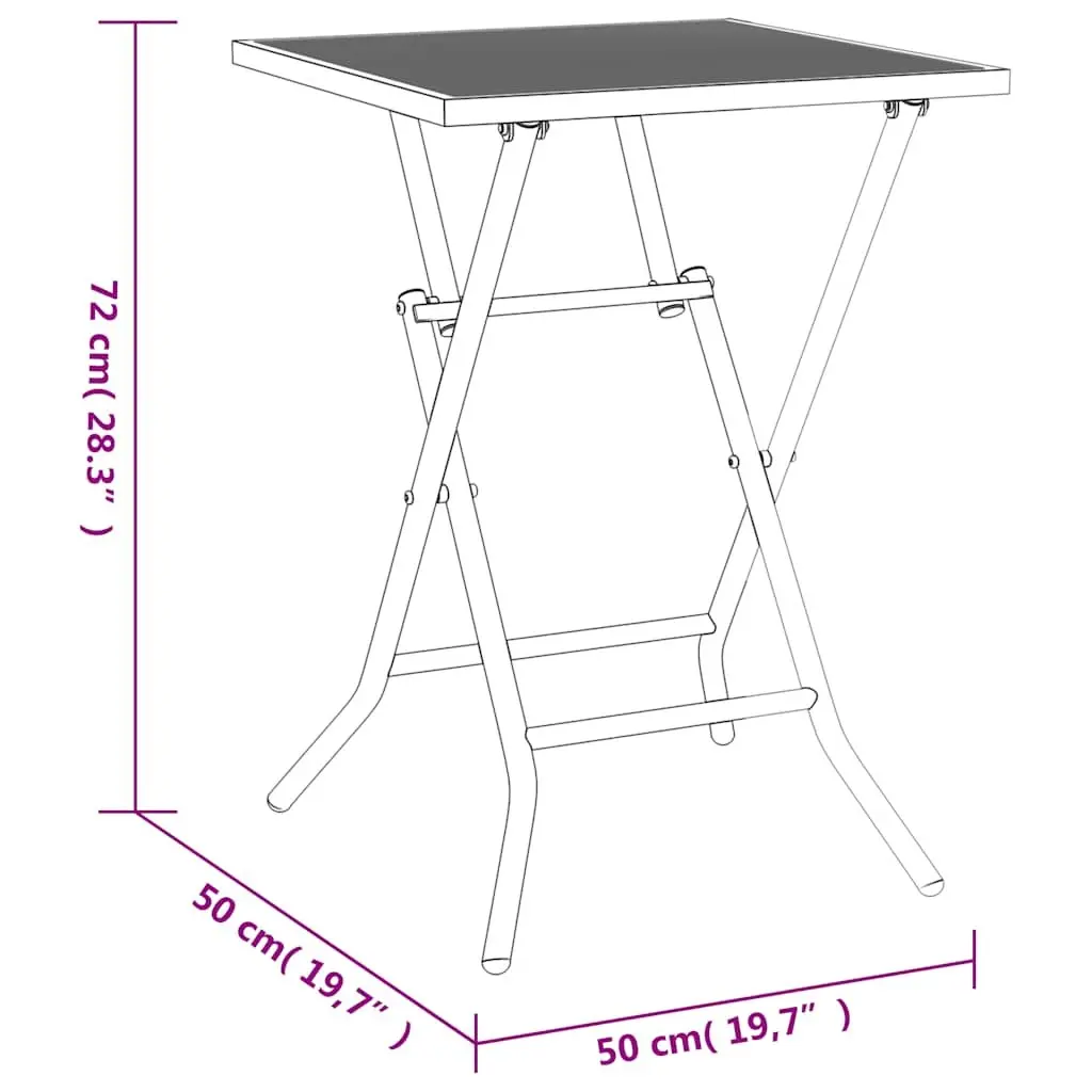 Folding Garden Table Anthracite 50x50x72cm Steel Mesh Outdoor Patio Dining