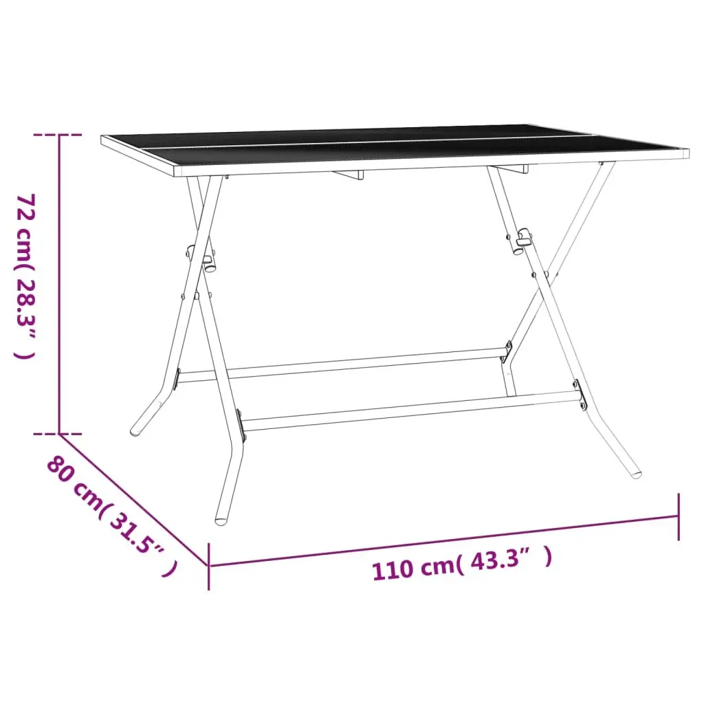 Folding Garden Table Anthracite 110x80x72cm Steel Mesh Outdoor Patio Dining