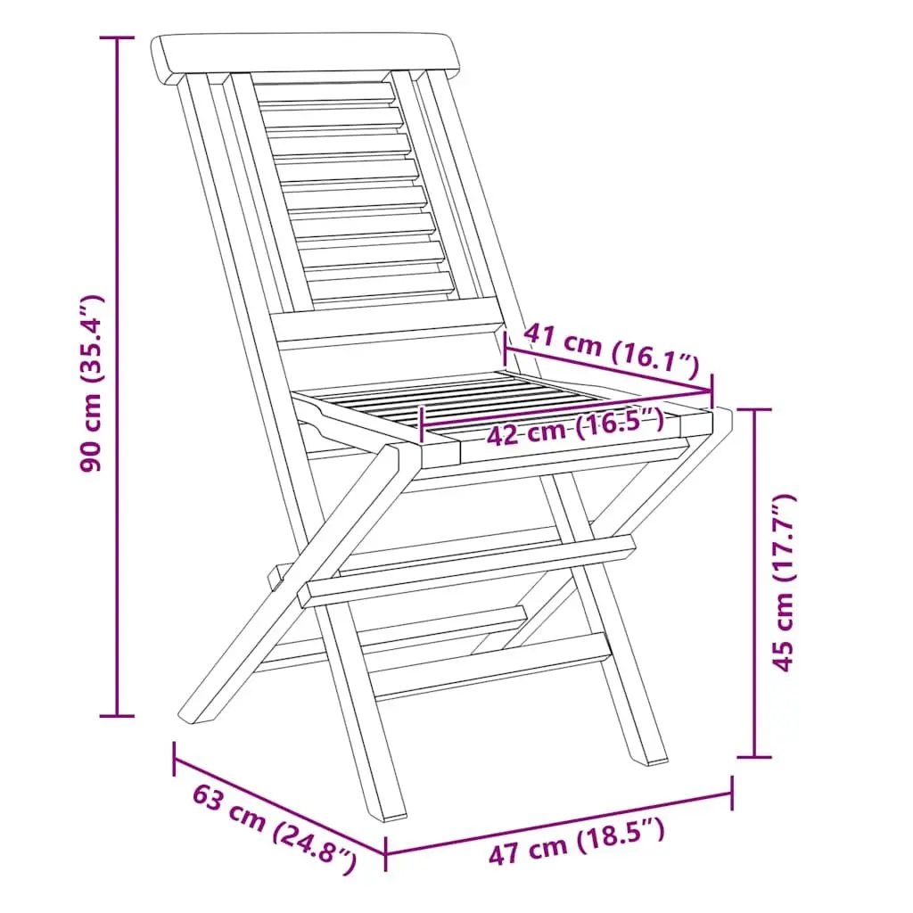 Folding Garden Chairs 2 pcs Outdoor Seating Wooden Slatted Design Backrest