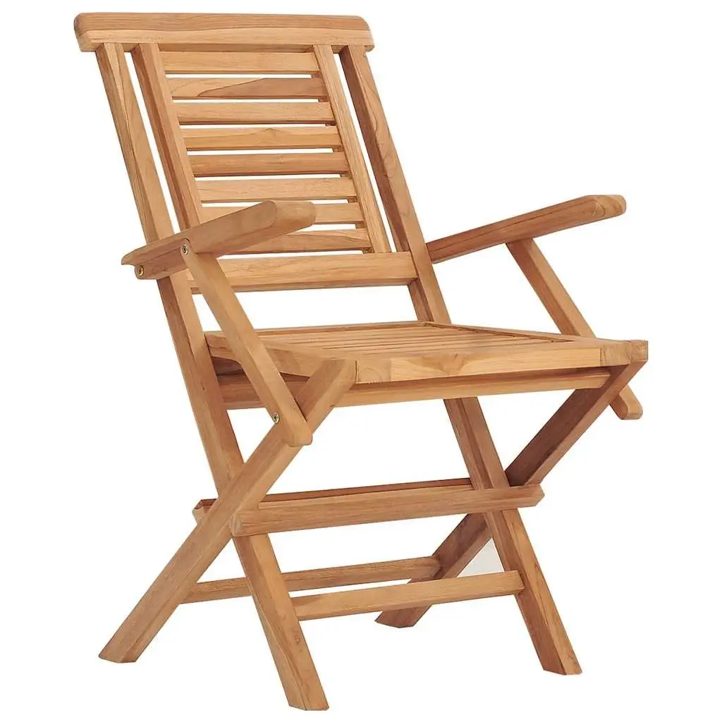 Folding Garden Chairs Outdoor Seating 2 Piece Teak Wood Brown