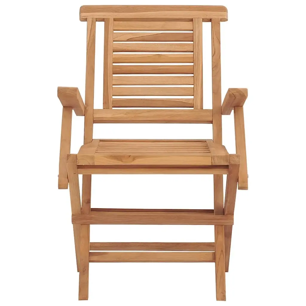Folding Garden Chairs Outdoor Seating 2 Piece Teak Wood Brown