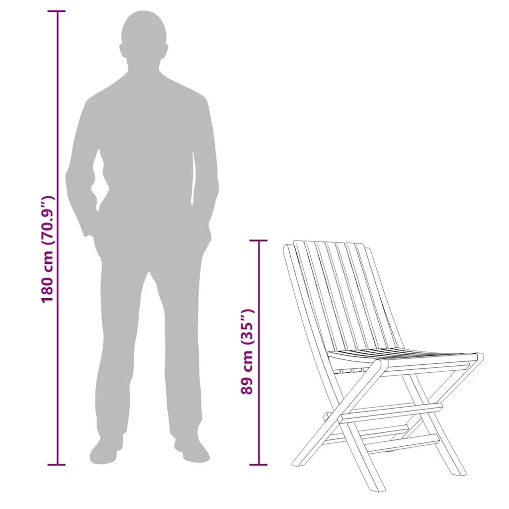 Folding Garden Chairs 2 pcs Outdoor Seating Wooden Backrest Slatted Design