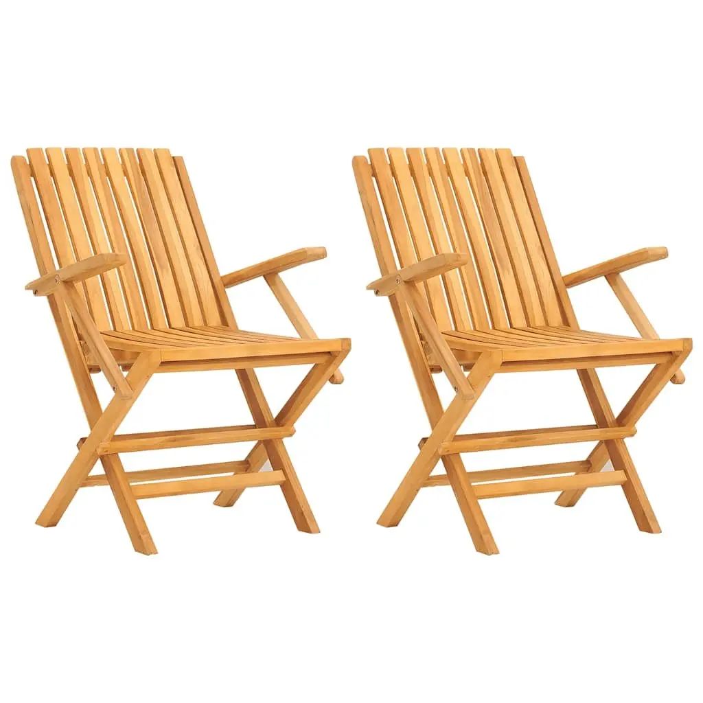 Folding Garden Chairs 2 pcs Solid Wood Outdoor Seating Backrest Armrests