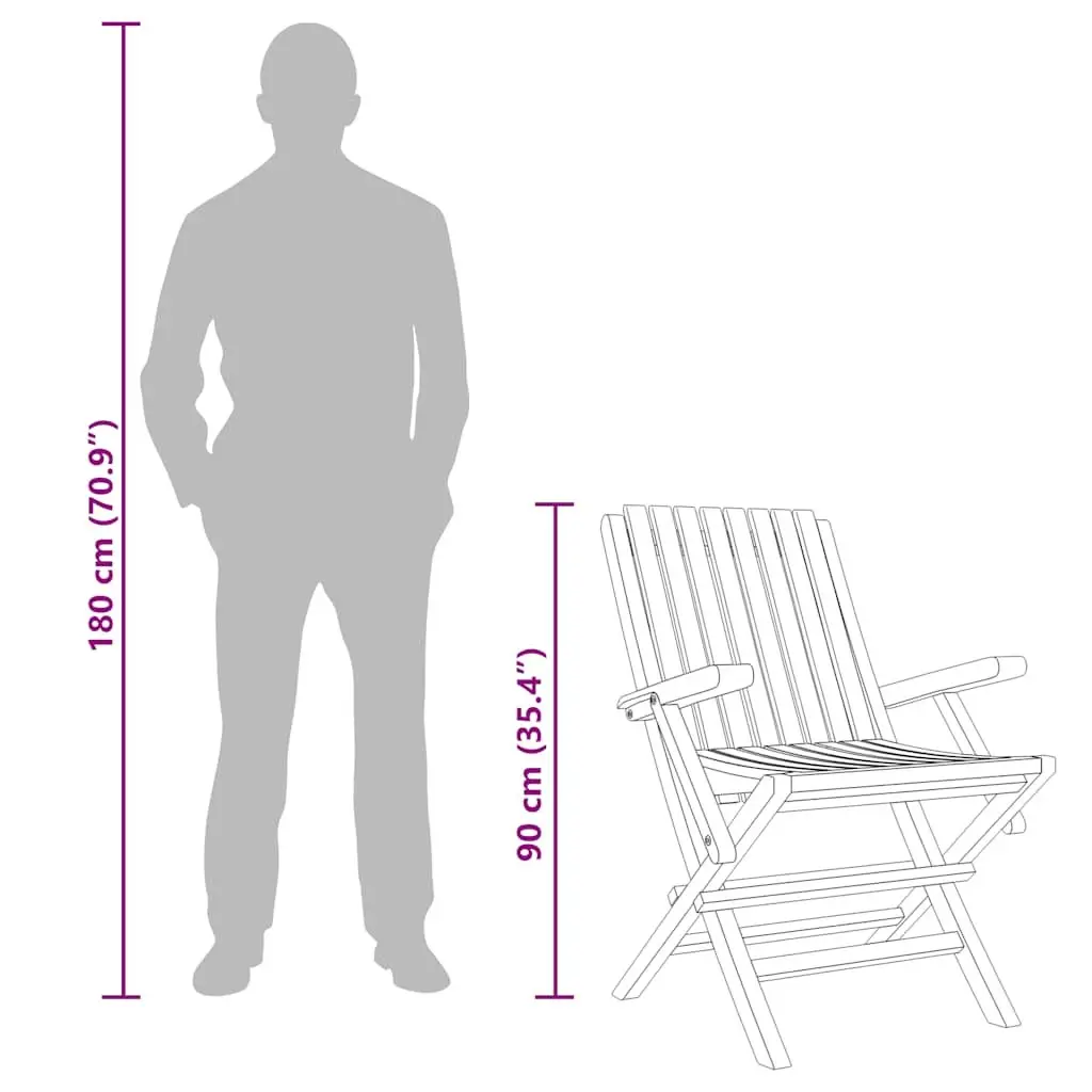 Folding Garden Chairs 2 pcs Solid Wood Outdoor Seating Backrest Armrests