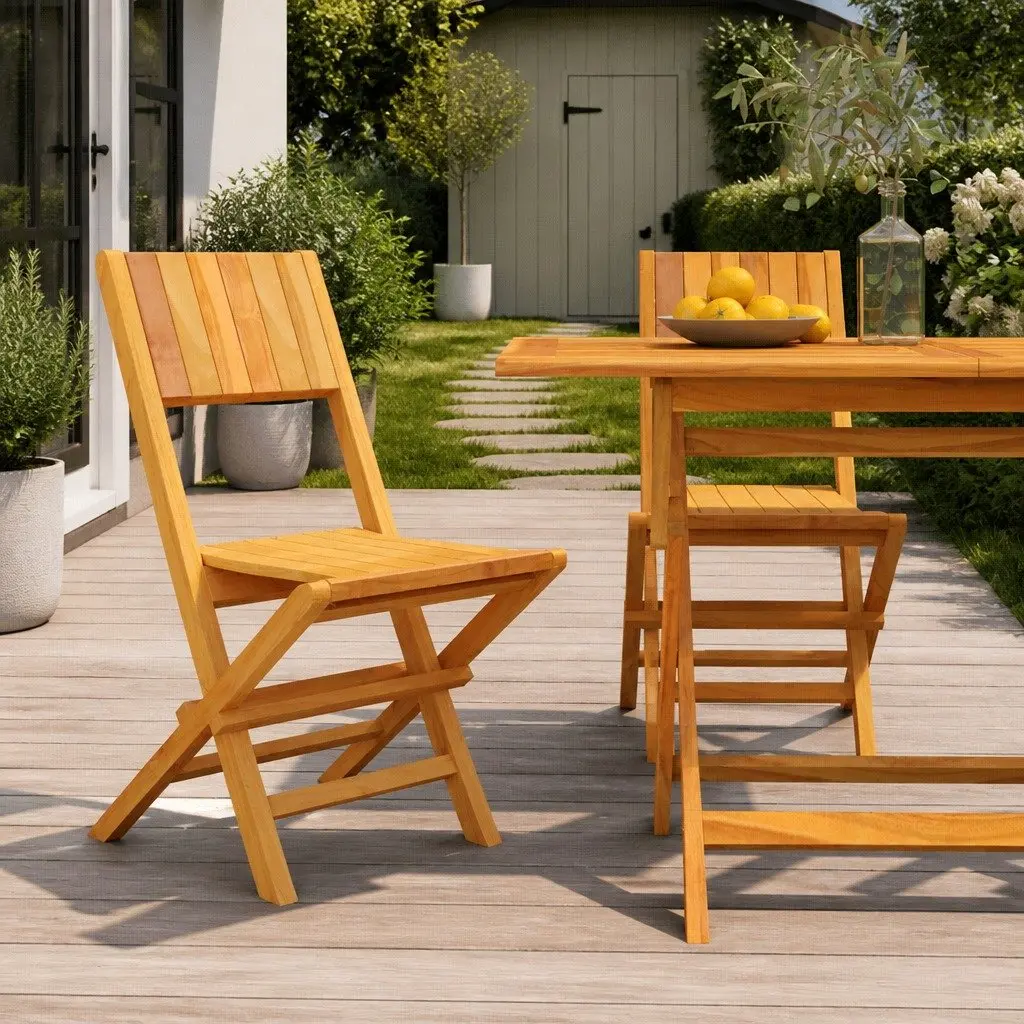 Folding Garden Chairs Outdoor Seating 47x61x90cm Brown 2 Piece