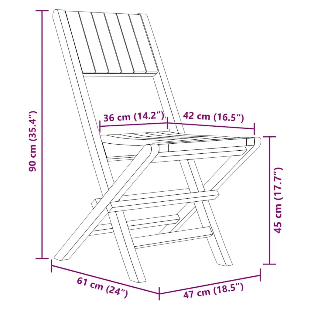Folding Garden Chairs Outdoor Seating 47x61x90cm Brown 2 Piece
