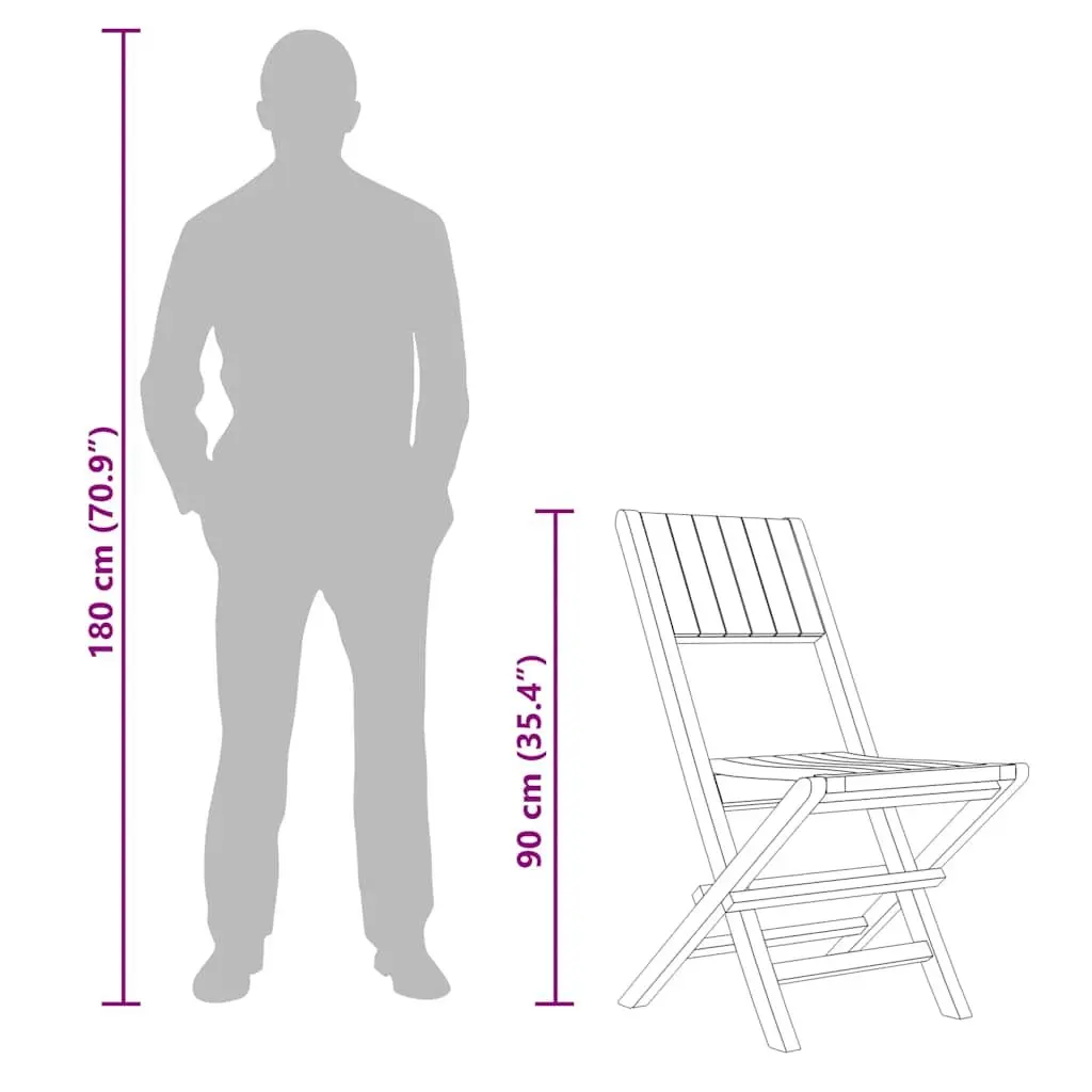 Folding Garden Chairs Outdoor Seating 47x61x90cm Brown 2 Piece