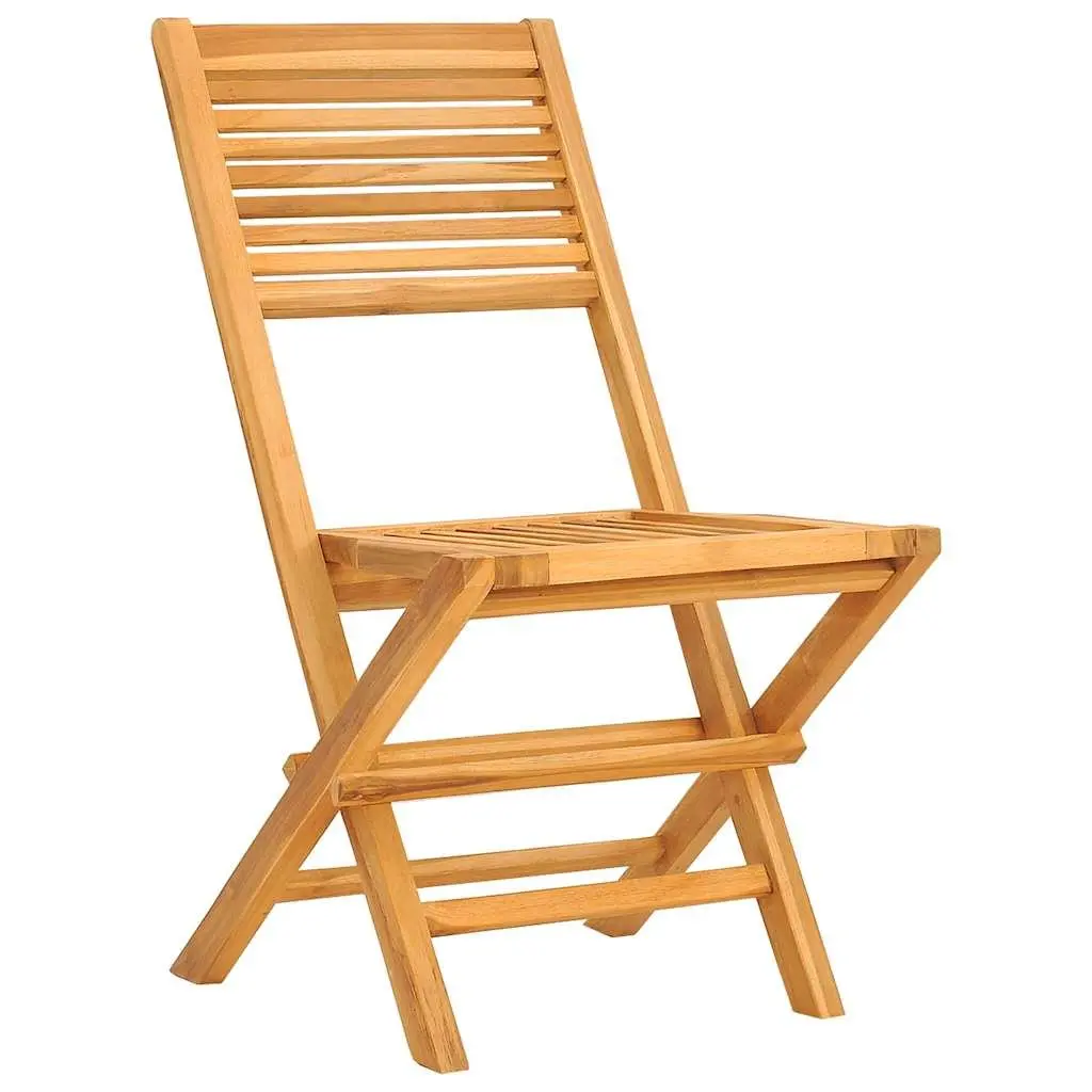 Wooden Folding Garden Chairs 2 pcs Outdoor Seating Brown Slatted Design