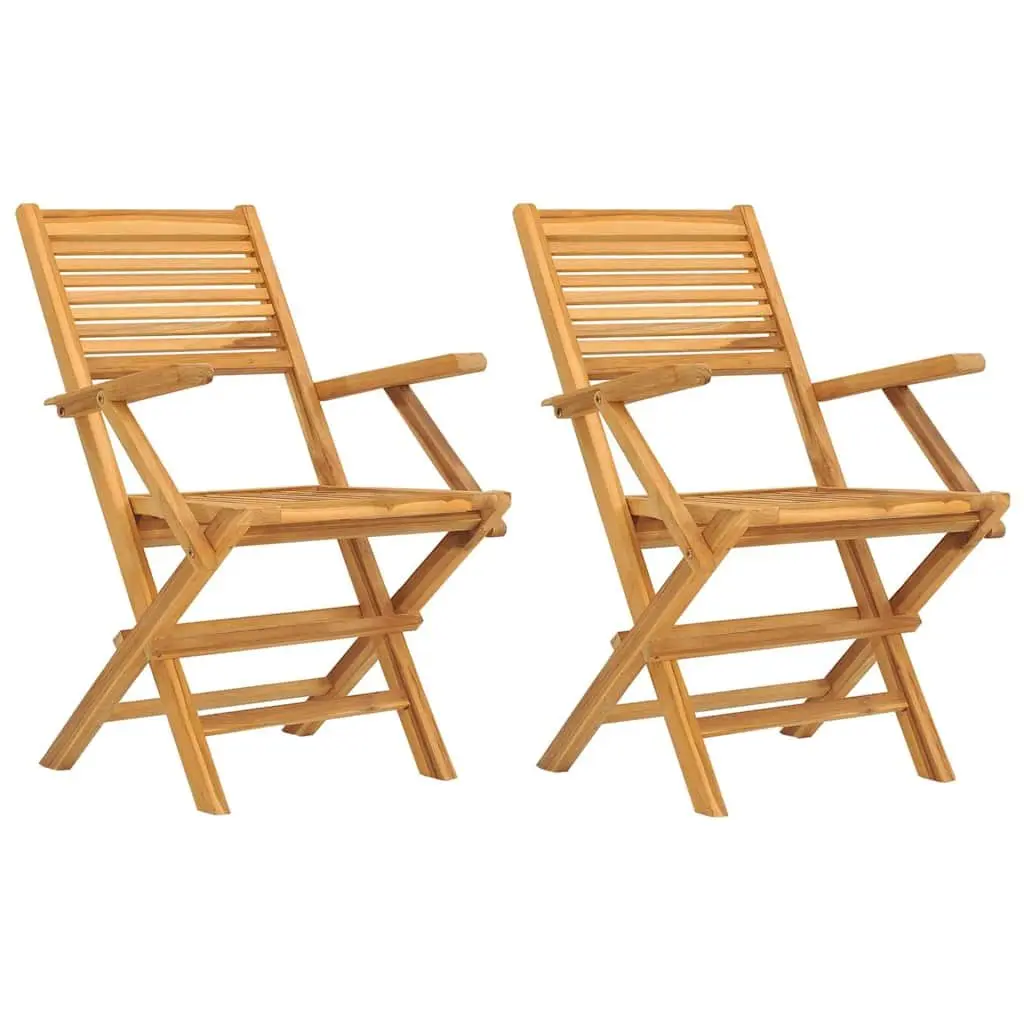 Folding Garden Chairs Outdoor Seating 2 Piece Solid Wood Brown