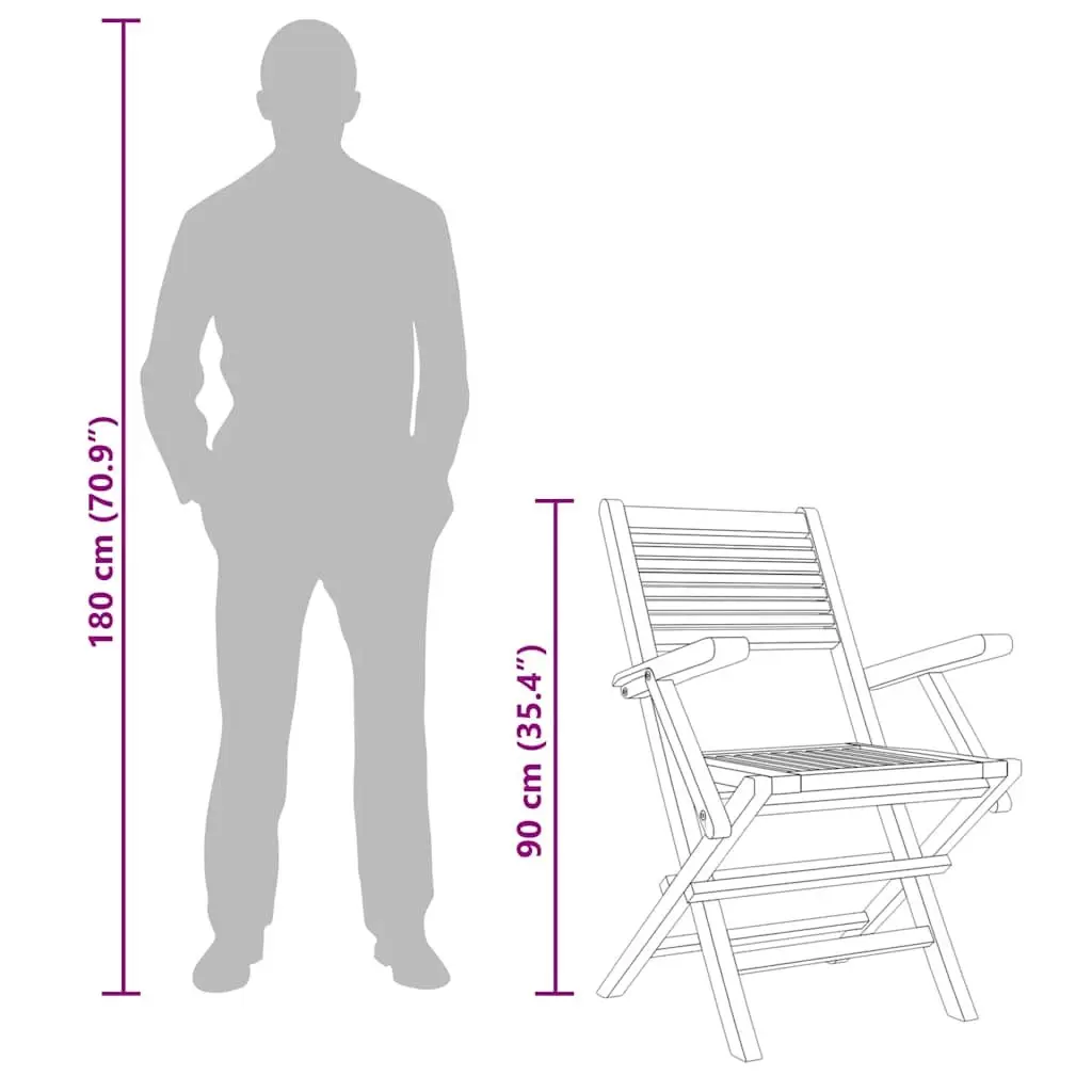 Folding Garden Chairs Outdoor Seating 2 Piece Solid Wood Brown