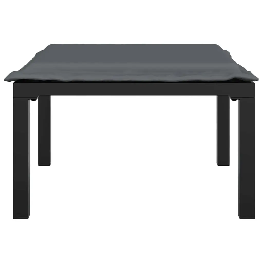 Garden Footstool with Cushion Outdoor Furniture Poly Rattan Black Grey