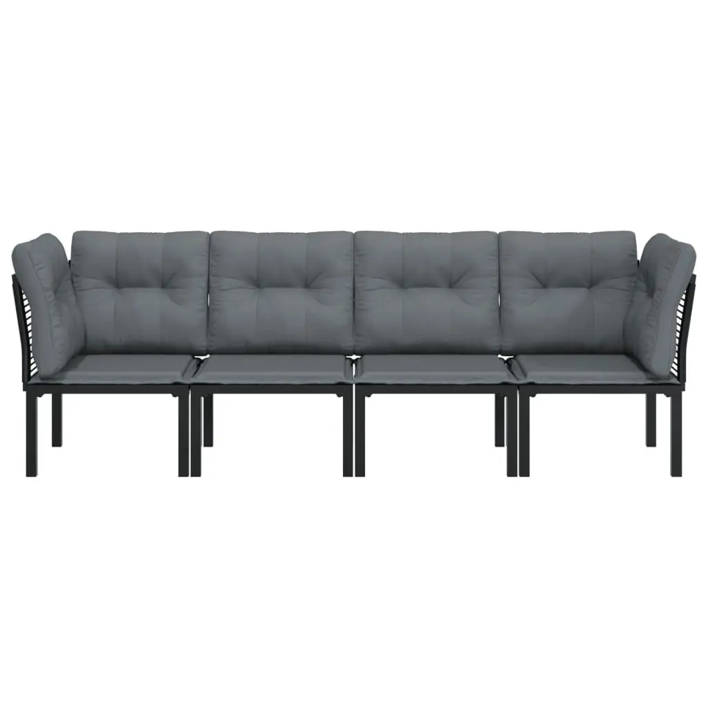 4 Piece Modular Outdoor Furniture Garden Lounge Set Grey Black Poly Rattan