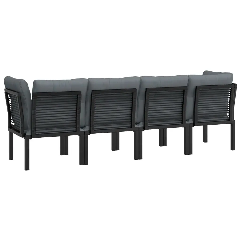 4 Piece Modular Outdoor Furniture Garden Lounge Set Grey Black Poly Rattan