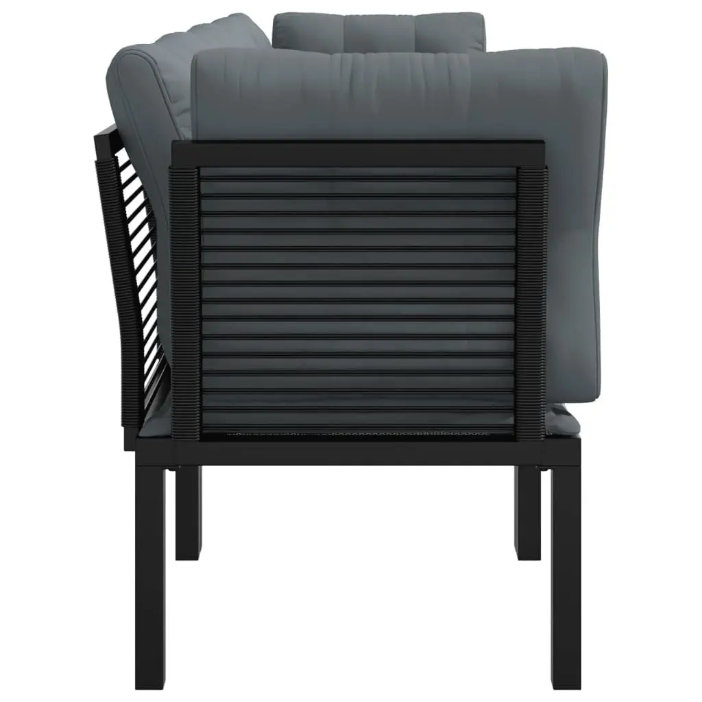4 Piece Modular Outdoor Furniture Garden Lounge Set Grey Black Poly Rattan