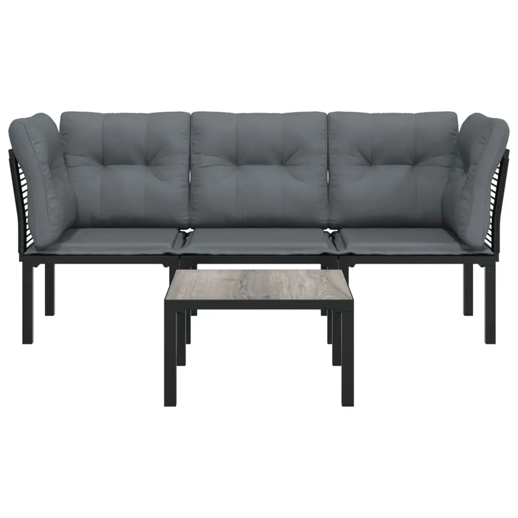 4 Piece Garden Lounge Set Modular Outdoor Furniture Black Grey PE Rattan