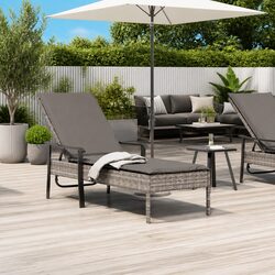 Practical and Durable Grey Poly Rattan Lounger