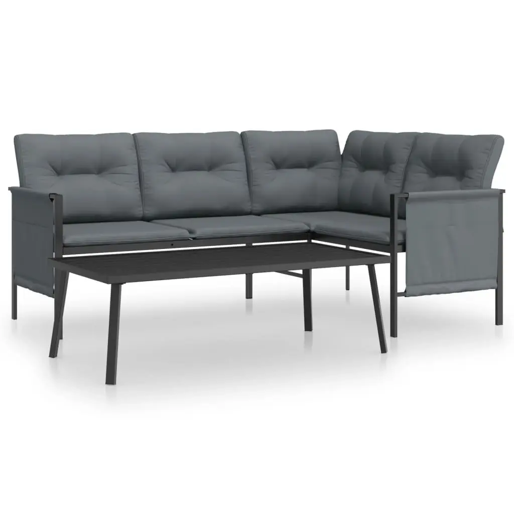Garden Lounge Set 2 Piece Anthracite Steel Frame Outdoor Patio Furniture Seating