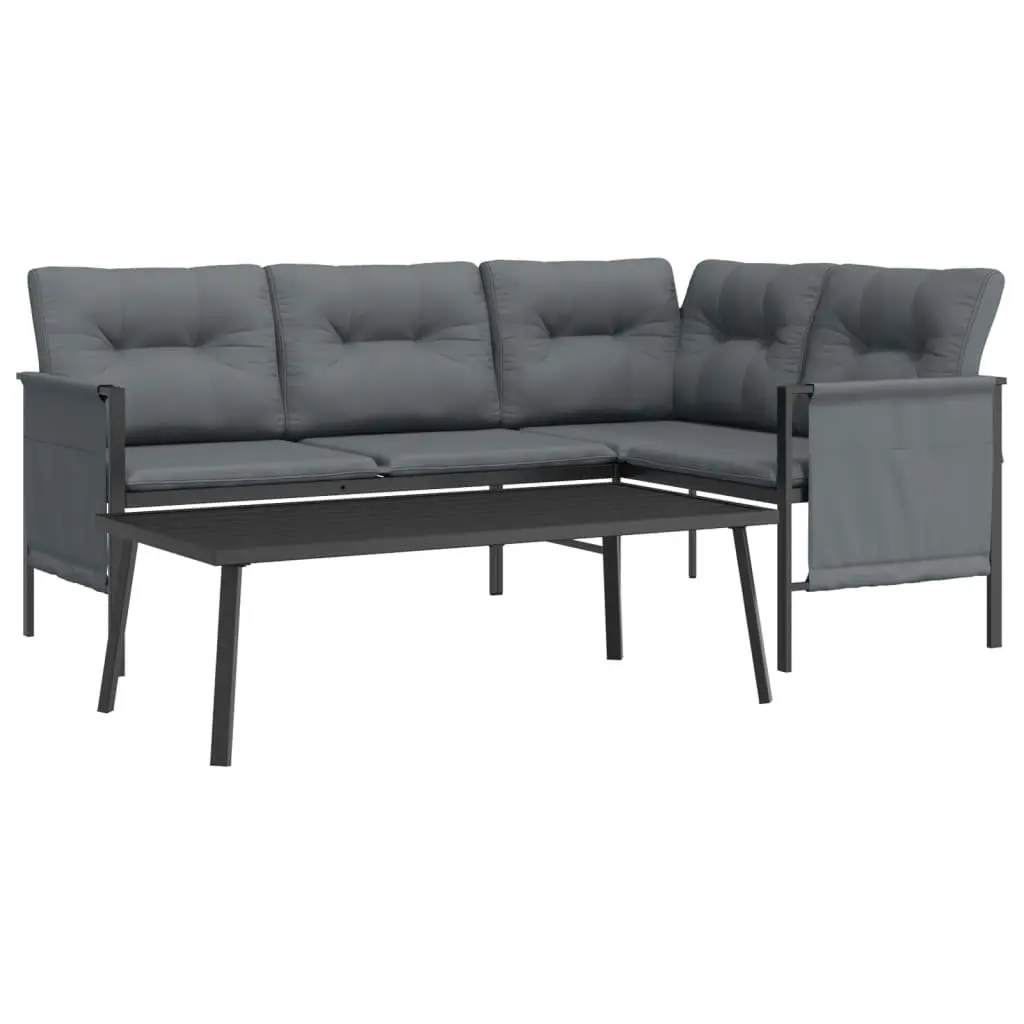 Garden Lounge Set 2 Piece Anthracite Steel Frame Outdoor Patio Furniture Seating